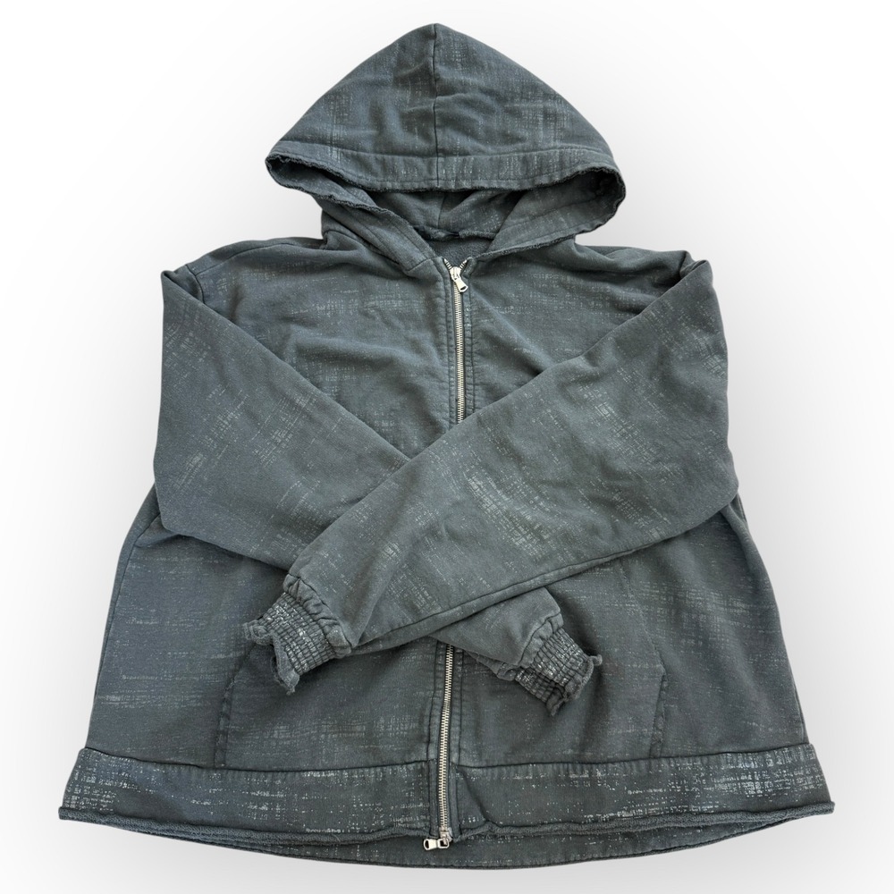 Baci Italy 100% Cotton Zip Hoodie Jacket Gray Metallic Sheen Size M‎